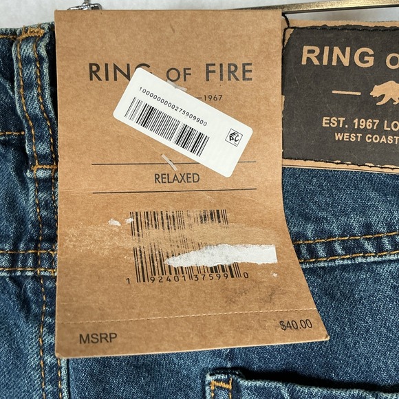 Ring of Fire Boys Relaxed Med Wash Distressed Blaze Jeans Size 20 NWT - Picture 8 of 15